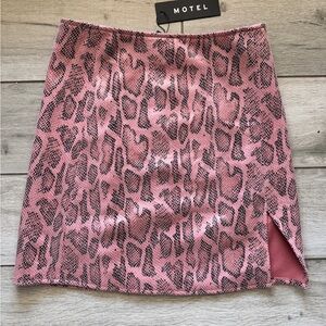 Motel Rocks Pink Leopard snake Print Skirt